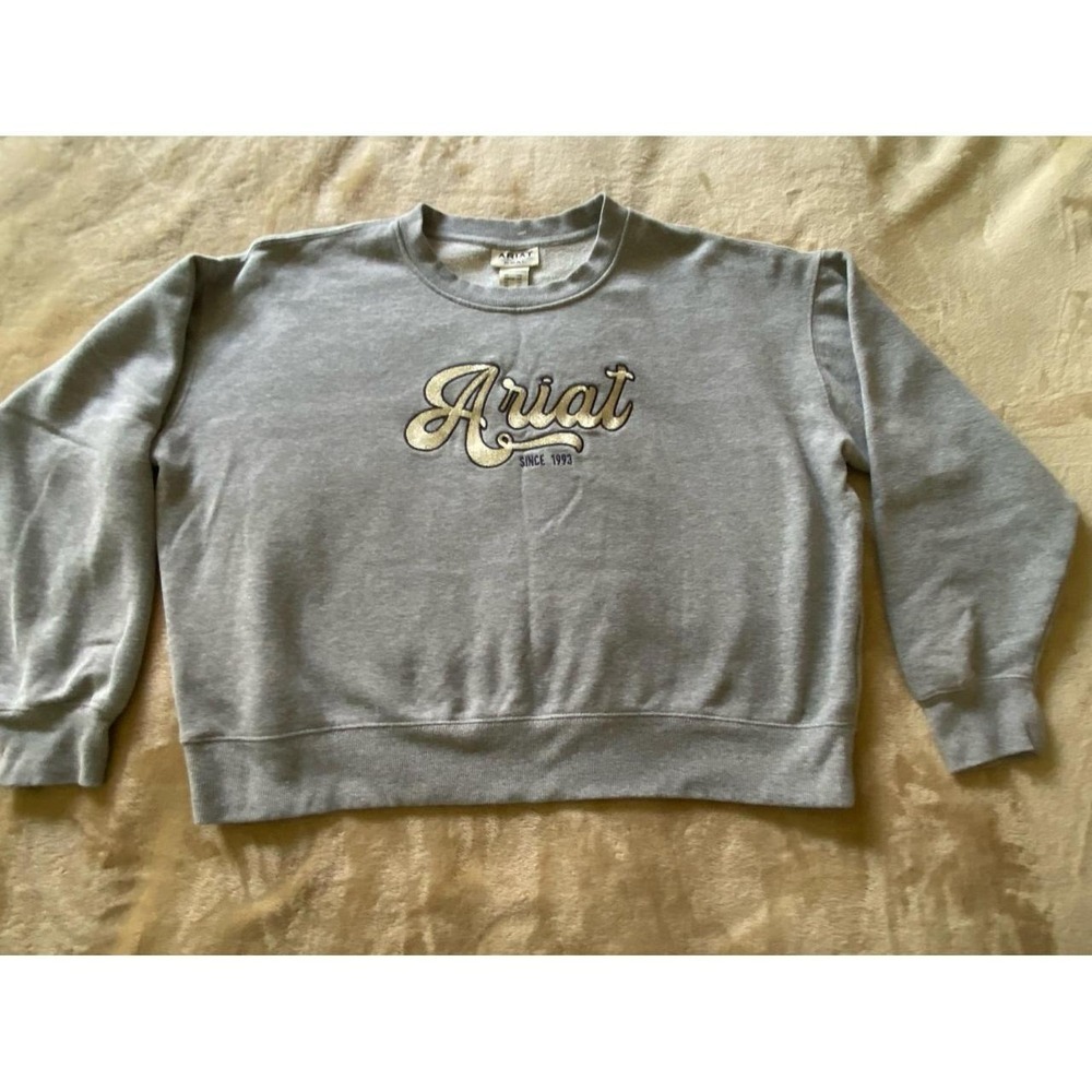 Ariat Sweatshirt Women XXL Grey Embroidered Pullover Crew s52